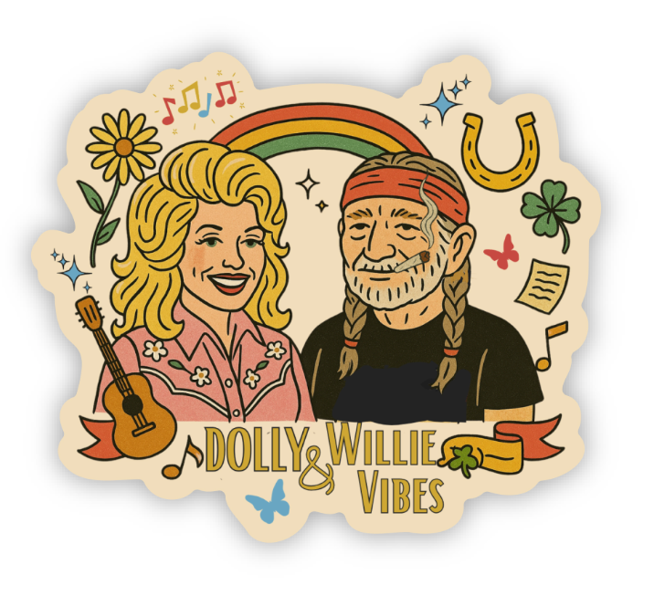 Willie and Dolly Vibes Sticker 