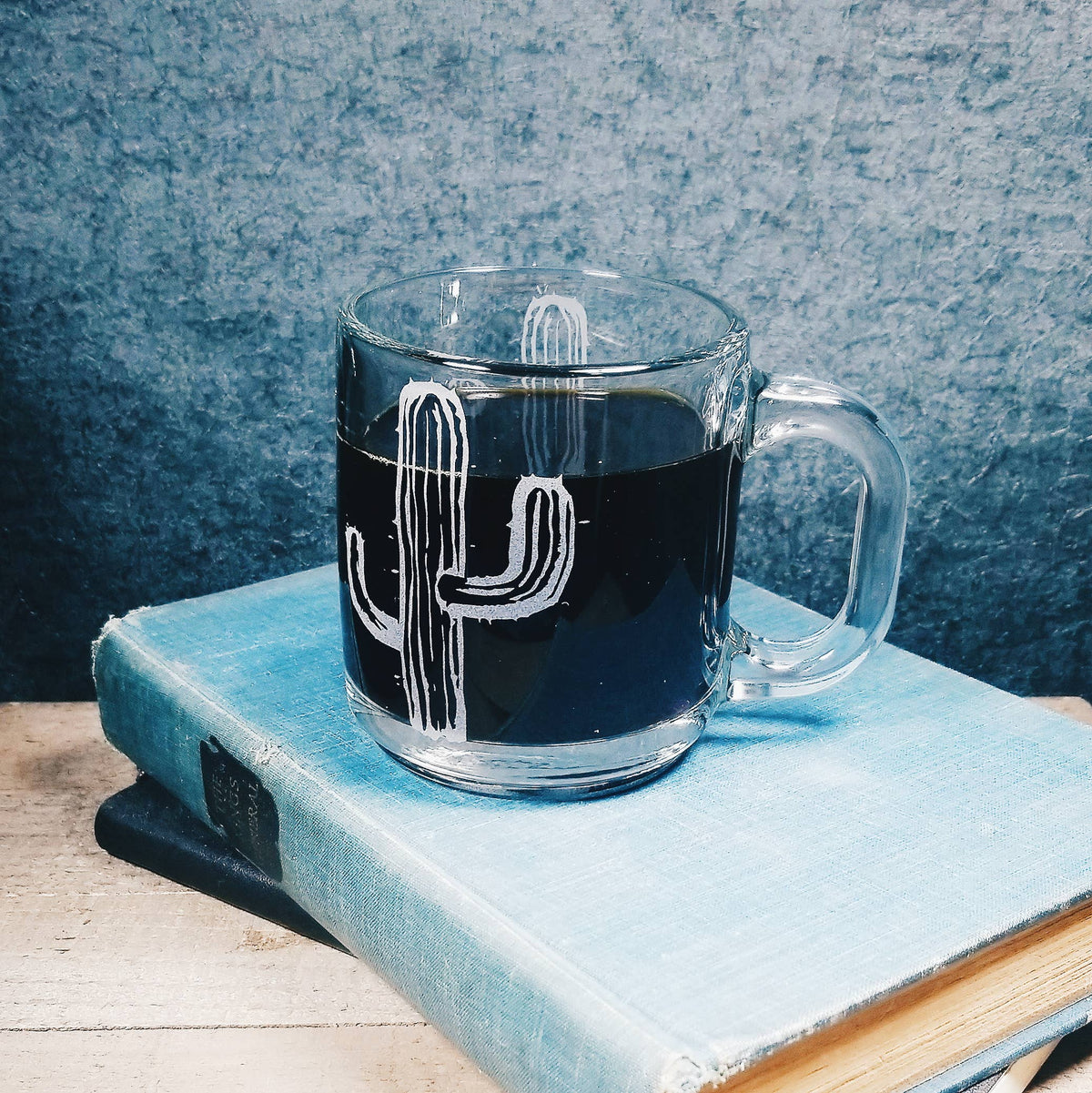 Cactus Etched Glass Mug