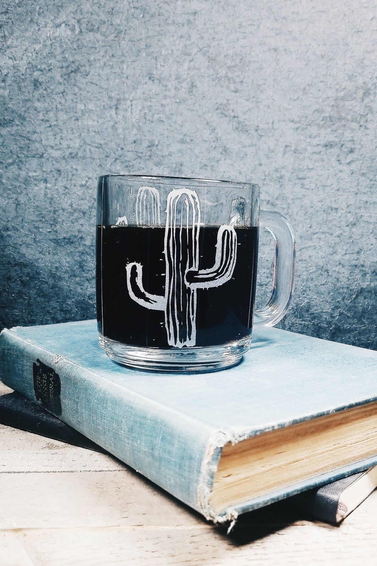 Cactus Etched Glass Mug