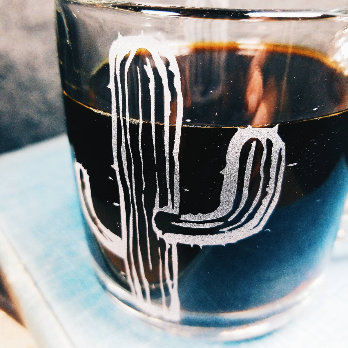 Cactus Etched Glass Mug