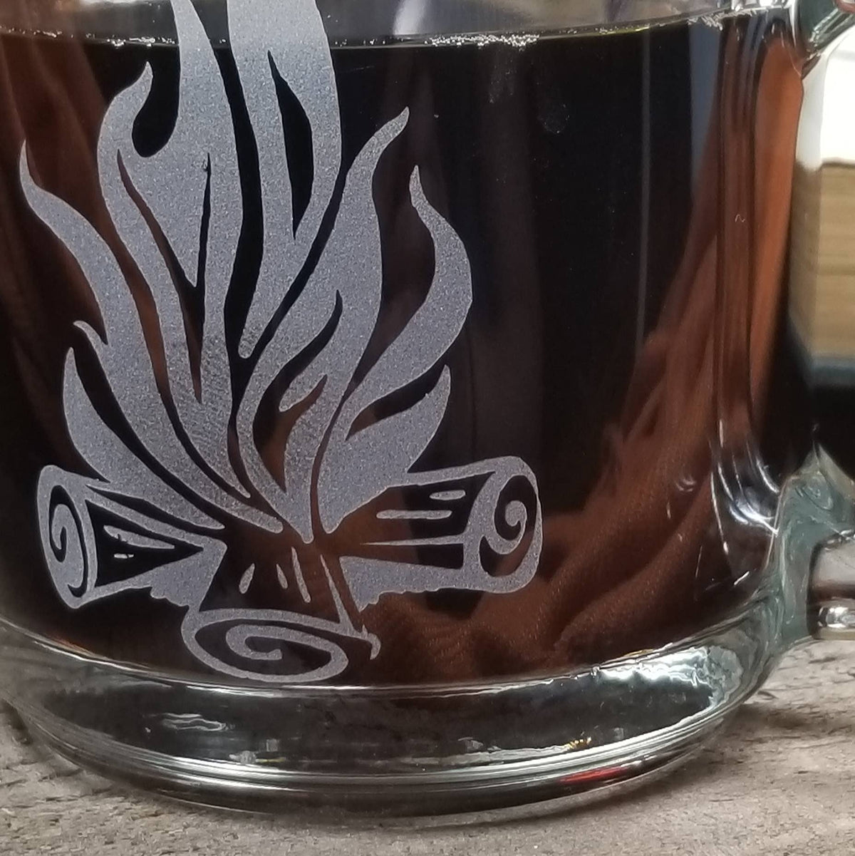 Campfire Etched Glass Coffee Mug