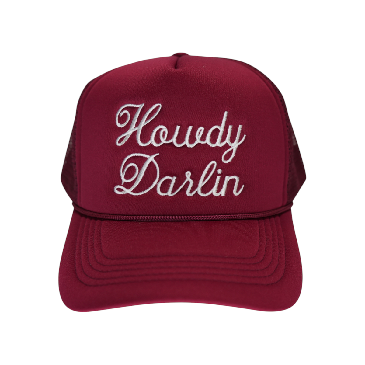 Howdy Darlin Trucker Hat: Camo/Burnt Orange