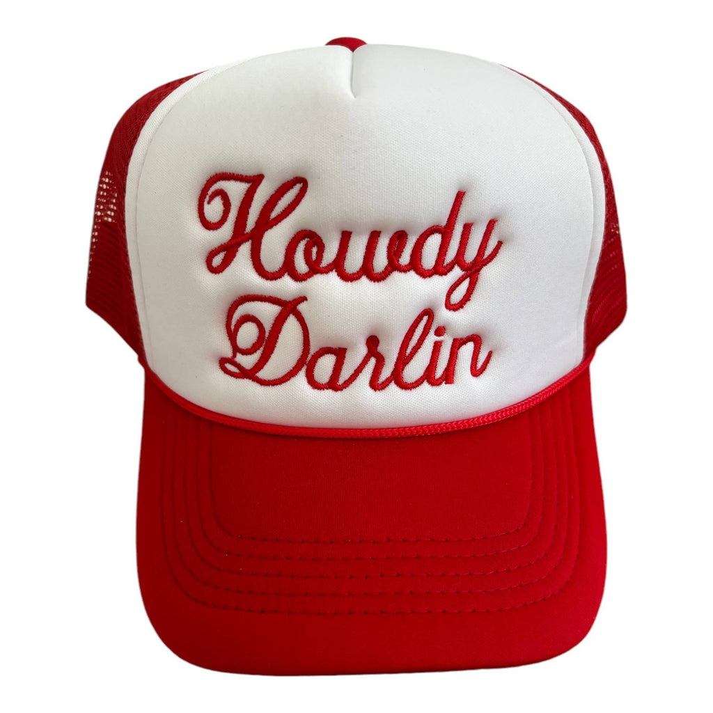 Howdy Darlin Trucker Hat: Camo/Burnt Orange
