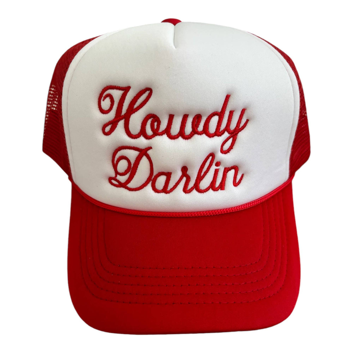 Howdy Darlin Trucker Hat: Camo/Burnt Orange