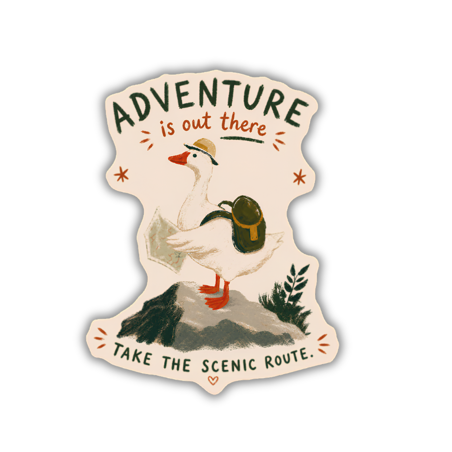 Adventure Is Out There Sticker – Take the Scenic Route Goose
