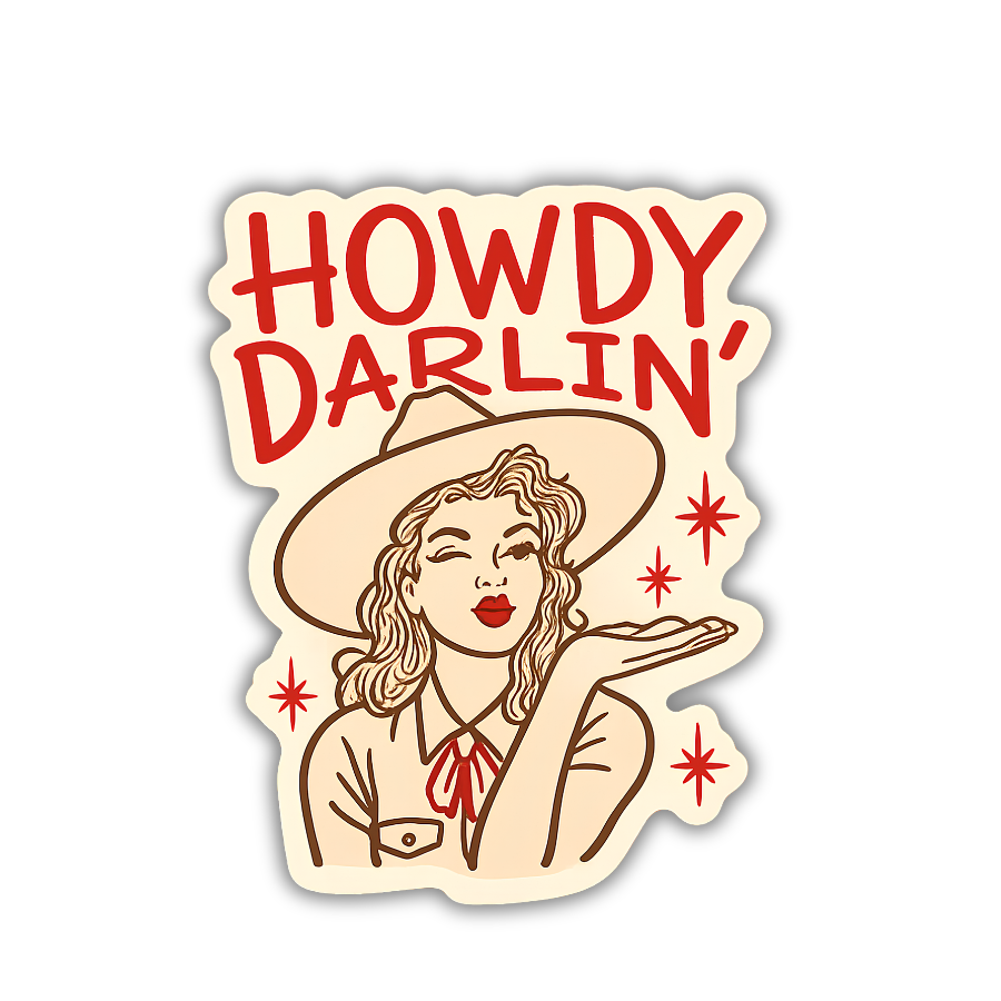 Howdy Darlin' Cowgirl Sticker | Western Cowgirl