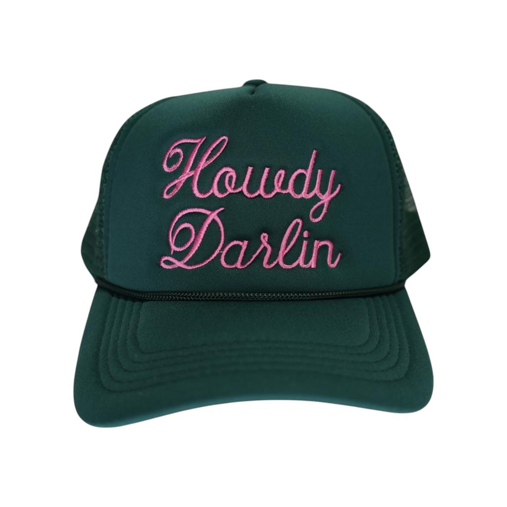 Howdy Darlin Trucker Hat: Camo/Burnt Orange
