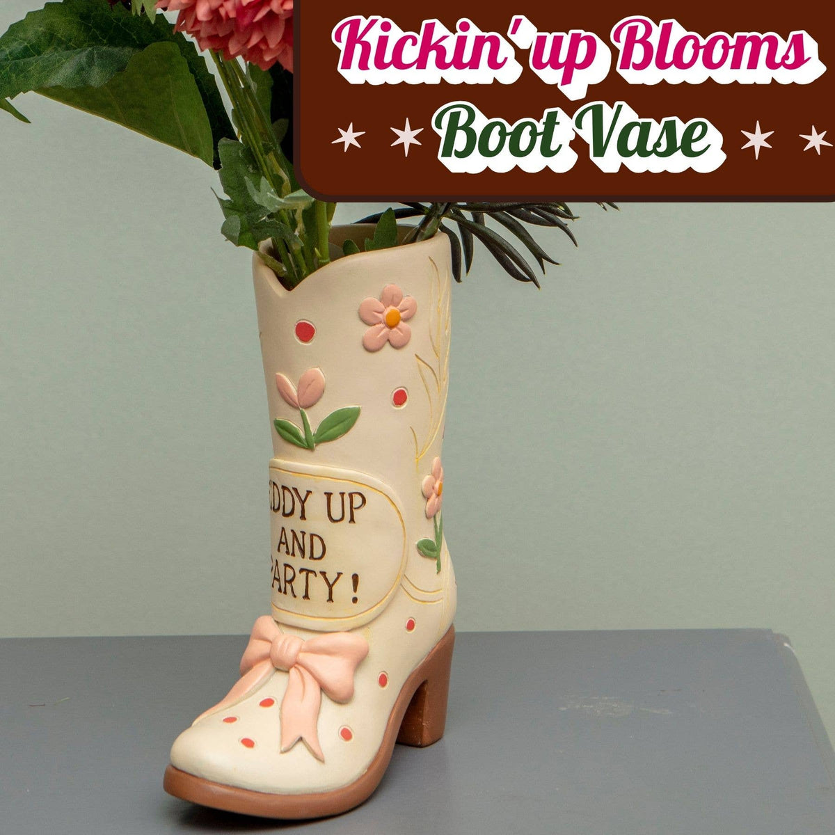Giddy Up Cowboy Boot Vase – Cowgirl Gifts for Women