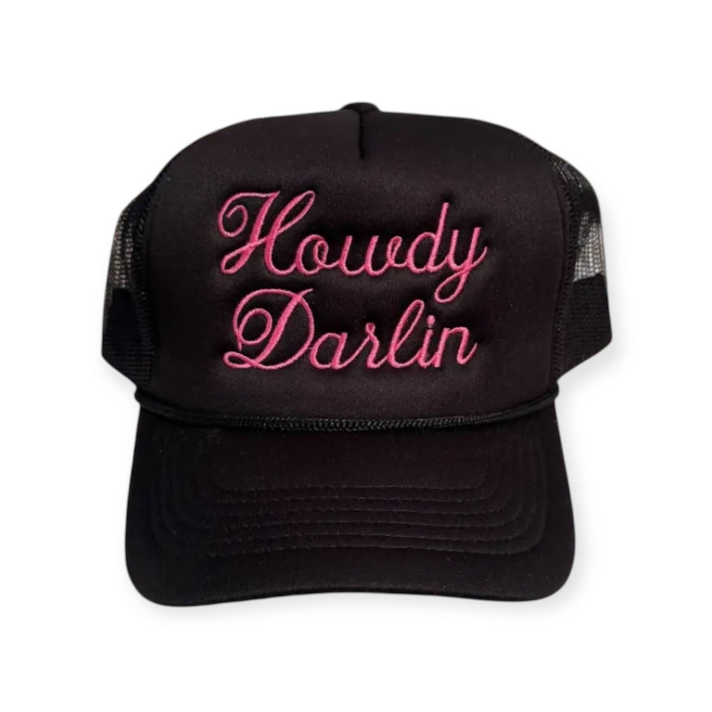 Howdy Darlin Trucker Hat: Camo/Burnt Orange