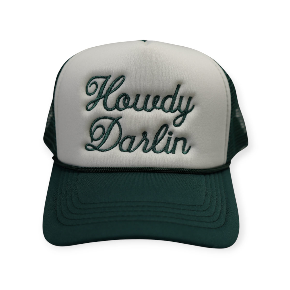 Howdy Darlin Trucker Hat: Camo/Burnt Orange