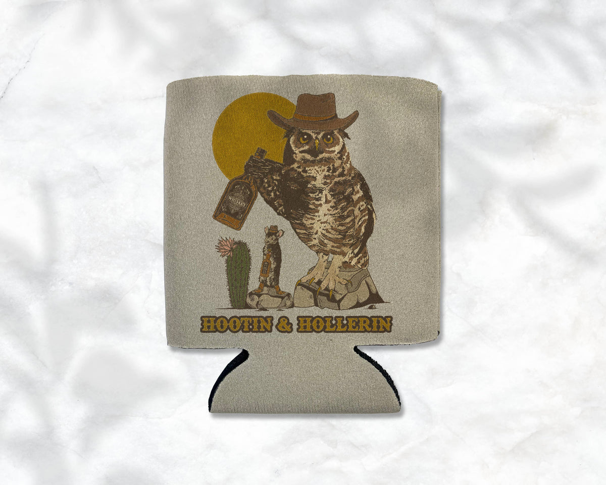 Hootin & Hollerin Owl Cowboy Koozie